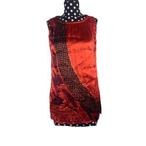 Cabi #154 Geo Red Size Small Silk Rayon Blouse